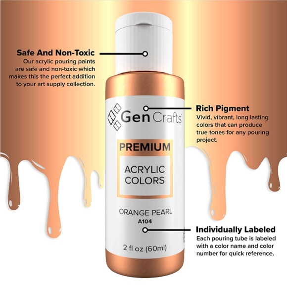 Metallic Pouring Paint Premium Acrylic Set of 12 Bottles Paints Art Painting New - Picture 4 of 6